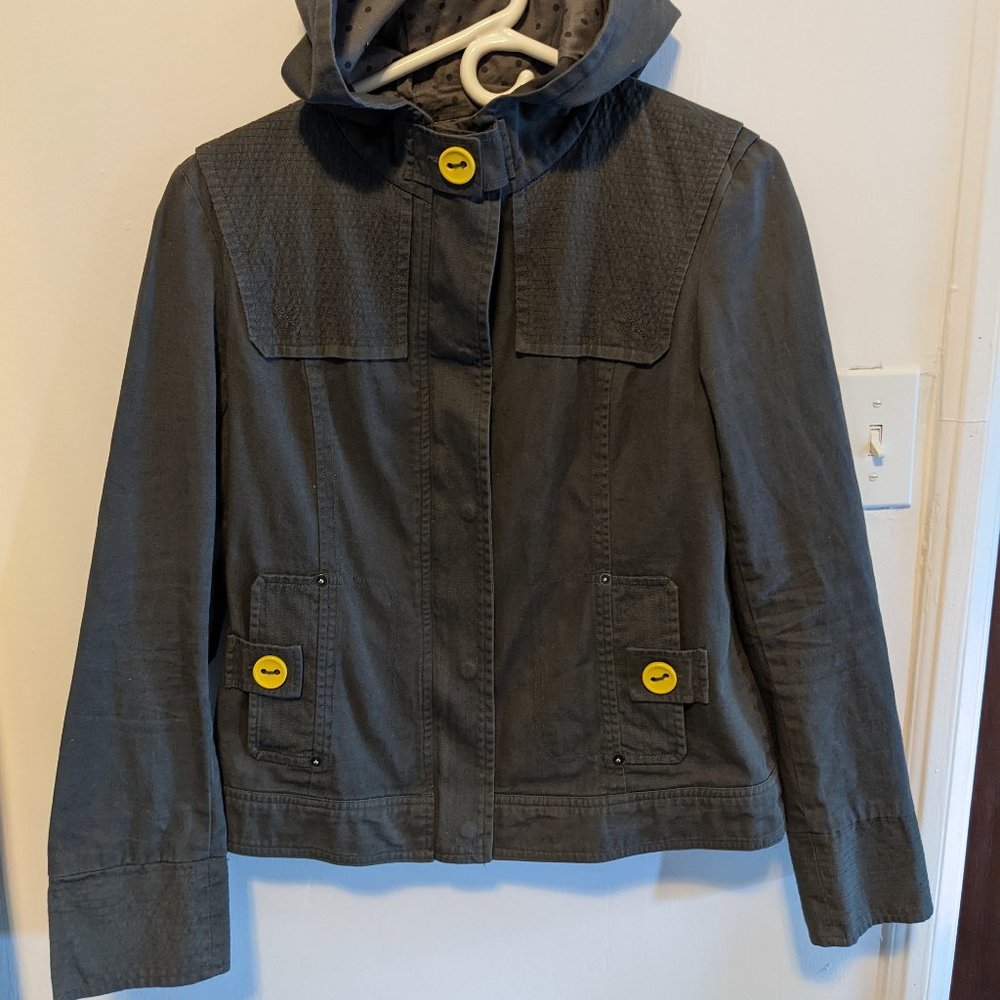 Light Fabric jacket with cute yellow buttons from ModCloth size Med